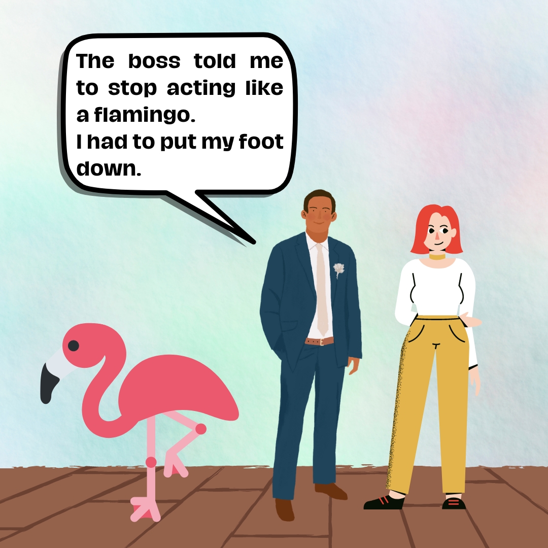 Flamingo My boss told me to stop acting like a flamingo. I had to put my foot down.